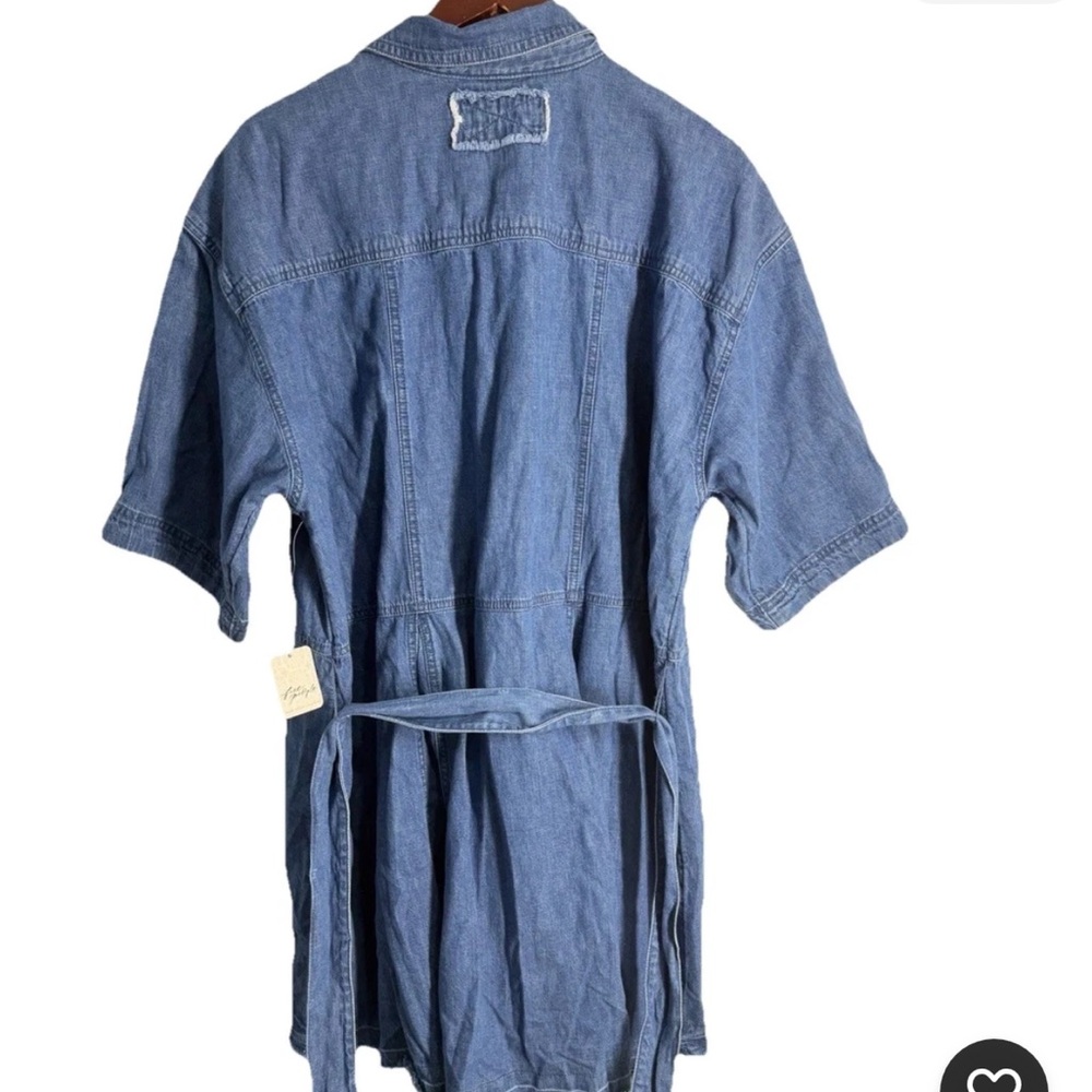 Free People Western Bohemian Oversized Jenny Denim Tunic Top Dress Medium Wash M - Picture 12 of 16